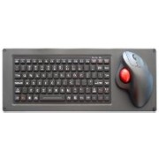 INT-CTR-K18-R01(AY) Промышленная клавиатура из нержавеющей стали, гальваническое покрытие из черного титана/клавиши силикон, с трекболом