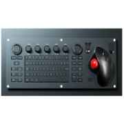 INT-CTR-K19-R01(AY) Промышленная клавиатура из нержавеющей стали, гальваническое покрытие из черного титана/клавиши силикон, с трекболом